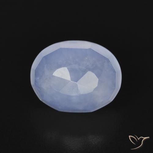 2.96ct طبيعي أزرق أرجوانى عقيق أبيض أو كالسيدونى, بيضوي, شفاف