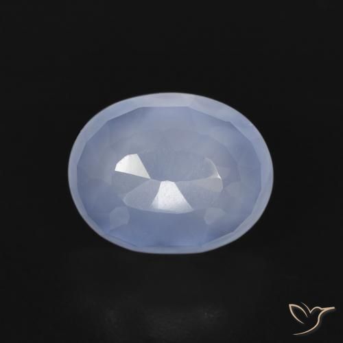 2.68ct طبيعي أزرق أرجوانى عقيق أبيض أو كالسيدونى, بيضوي, شفاف