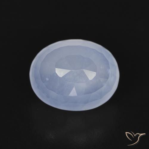 2.82ct طبيعي أزرق أرجوانى عقيق أبيض أو كالسيدونى, بيضوي, شفاف