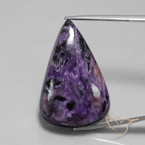 45.05ct طبيعي بنفسجى غامق شارويت, شكل الكمثرى, غير شفاف