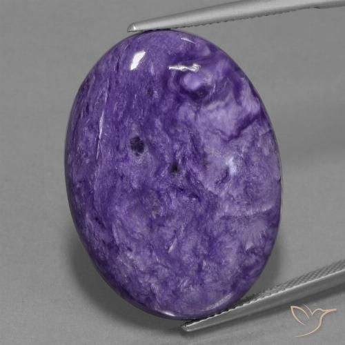 34.07ct طبيعي بنفسجى متوسط شارويت, بيضوي, غير شفاف