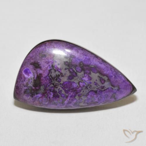21.47ct طبيعي بنفسجى غامق شارويت, شكل الكمثرى, غير شفاف