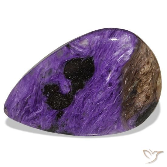 شارويت طبيعي بلون Medium Dark-Violet، وزن ‎34.66‎ قيراط، شكل شكل الكمثرى، مقاس ‎33.9x22‎ مم