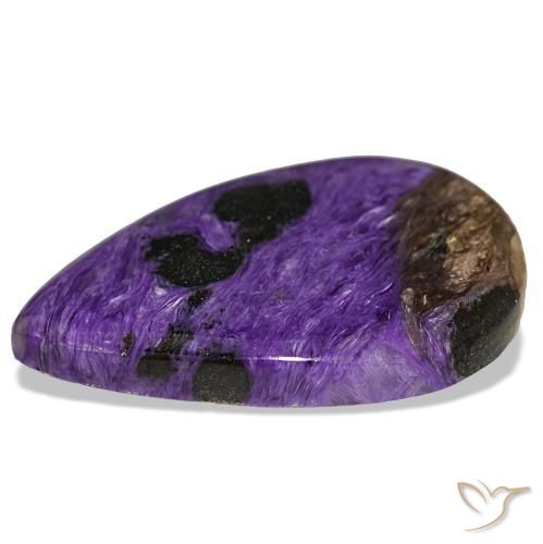 شارويت طبيعي بلون Medium Dark-Violet، وزن ‎34.66‎ قيراط، شكل شكل الكمثرى، مقاس ‎33.9x22‎ مم