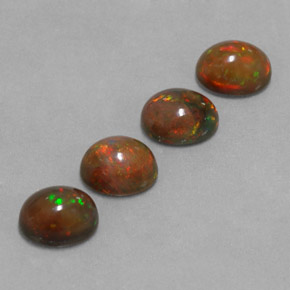 أحجار شوكولاتة أوبال متعدد الألوان طبيعية، قصة بيضاوى، نصف شفاف، وزنها  قيراط