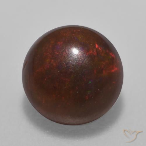 0.64ct طبيعي متعدد الألوان شوكولاتة أوبال, دائري, نصف شفاف