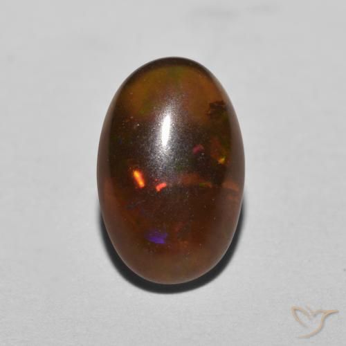 0.80ct طبيعي متعدد الألوان شوكولاتة أوبال, بيضوي, نصف شفاف
