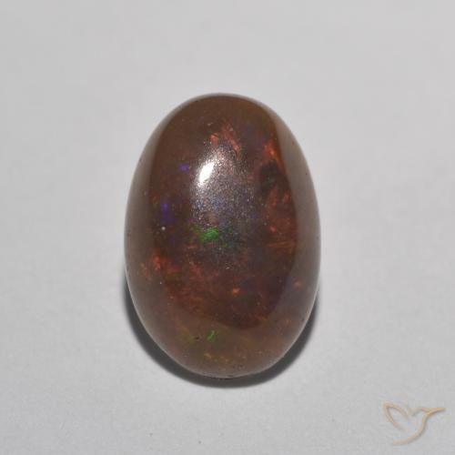 0.91ct طبيعي متعدد الألوان شوكولاتة أوبال, بيضوي, نصف شفاف