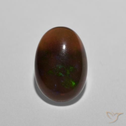 0.66ct طبيعي متعدد الألوان شوكولاتة أوبال, بيضوي, نصف شفاف