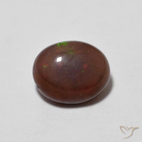 0.65ct طبيعي متعدد الألوان شوكولاتة أوبال, بيضوي, نصف شفاف