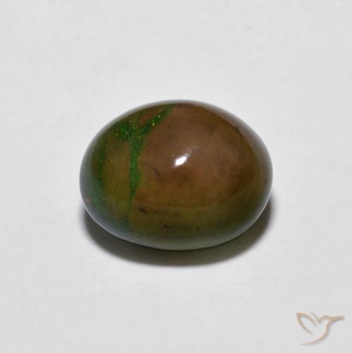 0.80ct طبيعي متعدد الألوان شوكولاتة أوبال, بيضوي, غير شفاف