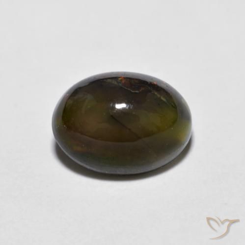 0.92ct طبيعي متعدد الألوان شوكولاتة أوبال, بيضوي, غير شفاف