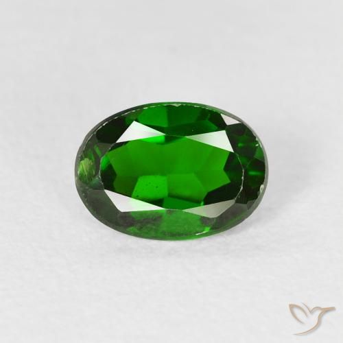 0.96ct طبيعي أخضر الغابة لامع كروم ديوبسيد, بيضوي, قليلا جدا, Photo A