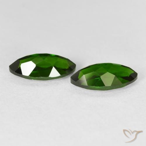 أحجار كروم ديوبسيد Medium Dark-Green طبيعية، ماركيز، VS-SI، وزنها 2.79 قيراط