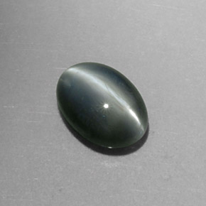 Chrysoberyl Cat's Eye طبيعي بلون أخضر، وزن ‎0.81‎ قيراط، شكل بيضاوى، مقاس ‎6.3x4.5‎ مم