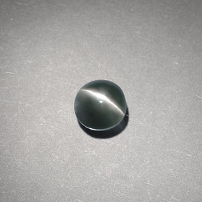 Chrysoberyl Cat's Eye طبيعي بلون أخضر، وزن ‎0.65‎ قيراط، شكل دائري، مقاس ‎4.59‎ مم