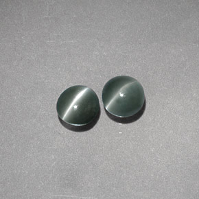 Chrysoberyl Cat's Eye طبيعي بلون أخضر، وزن ‎‎ قيراط، شكل دائري، مقاس ‎3.71‎ مم
