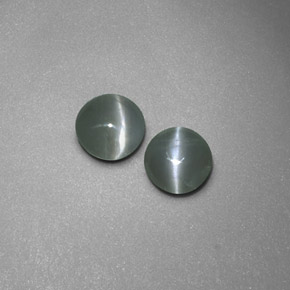 Chrysoberyl Cat's Eye طبيعي بلون أخضر، وزن ‎‎ قيراط، شكل شفاف، مقاس ‎4.07‎ مم