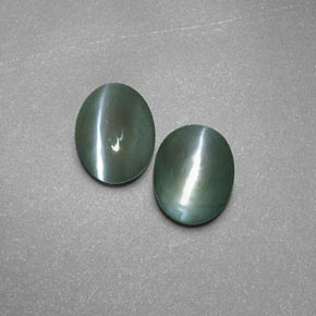 Chrysoberyl Cat's Eye طبيعي بلون أخضر، وزن ‎‎ قيراط، شكل شفاف، مقاس ‎5.7x4.4‎ مم