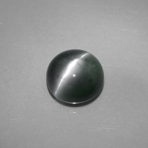 Chrysoberyl Cat's Eye طبيعي بلون أخضر، وزن ‎4.08‎ قيراط، شكل دائري، مقاس ‎8.20‎ مم