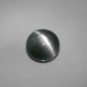 Chrysoberyl Cat's Eye طبيعي بلون أخضر، وزن ‎4.08‎ قيراط، شكل دائري، مقاس ‎8.20‎ مم