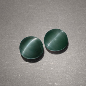 Chrysoberyl Cat's Eye طبيعي بلون أخضر، وزن ‎‎ قيراط، شكل دائري، مقاس ‎5.02‎ مم
