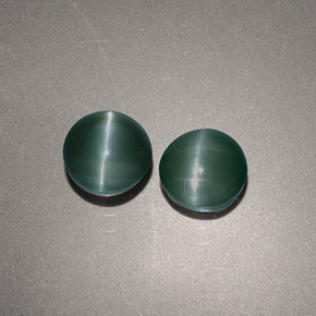 Chrysoberyl Cat's Eye طبيعي بلون أخضر، وزن ‎‎ قيراط، شكل دائري، مقاس ‎5.02‎ مم