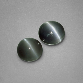 Chrysoberyl Cat's Eye طبيعي بلون أخضر، وزن ‎‎ قيراط، شكل دائري، مقاس ‎4.39‎ مم