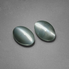 Chrysoberyl Cat's Eye طبيعي بلون أخضر، وزن ‎‎ قيراط، شكل بيضاوى، مقاس ‎6x4.2‎ مم