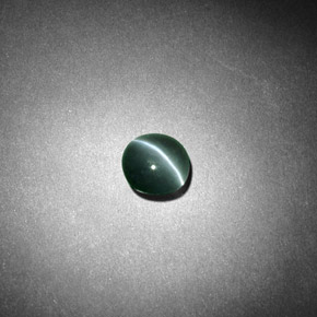 Chrysoberyl Cat's Eye طبيعي بلون أخضر، وزن ‎0.52‎ قيراط، شكل دائري، مقاس ‎4.58‎ مم