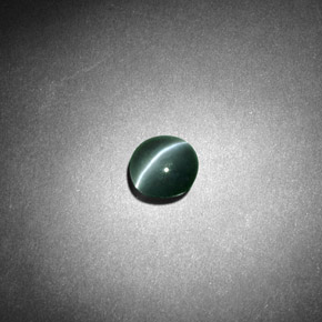 Chrysoberyl Cat's Eye طبيعي بلون أخضر، وزن ‎0.52‎ قيراط، شكل دائري، مقاس ‎4.58‎ مم