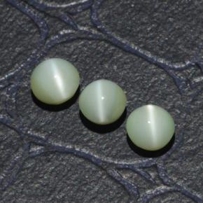 Chrysoberyl Cat's Eye طبيعي بلون أخضر، وزن ‎1.31‎ قيراط، شكل دائري، مقاس ‎3.87‎ مم