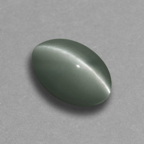 Chrysoberyl Cat's Eye طبيعي بلون أخضر، وزن ‎0.73‎ قيراط، شكل بيضاوى، مقاس ‎5.9x4‎ مم
