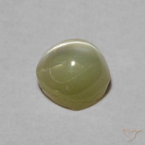 Chrysoberyl Cat's Eye طبيعي بلون أخضر مصفر، وزن ‎0.37‎ قيراط، شكل دائري، مقاس ‎3.65‎ مم