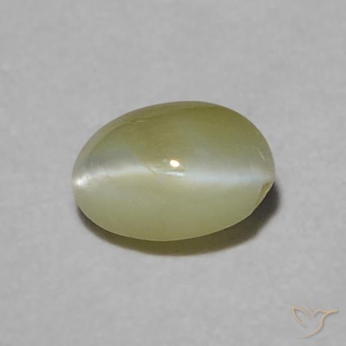 0.23ct طبيعي أخضر مصفر عين القط كريزوبيريل, بيضوي, نصف شفاف