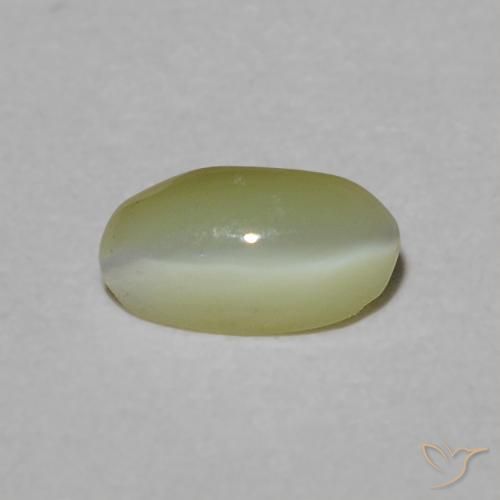 0.31ct طبيعي أخضر مصفر عين القط كريزوبيريل, بيضوي, نصف شفاف