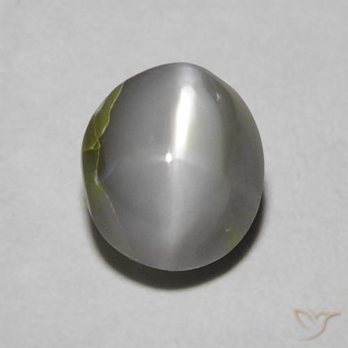 0.97ct طبيعي رمادى متوسط عين القط كريزوبيريل, بيضوي, غير شفاف