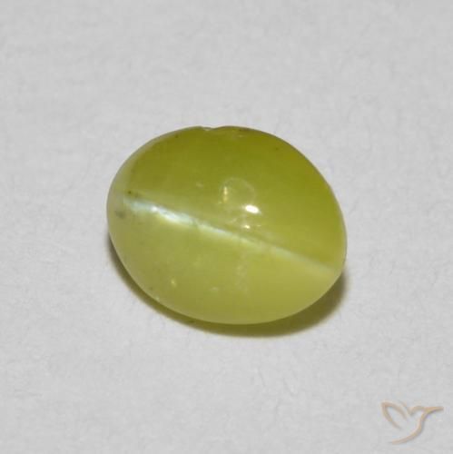 0.51ct طبيعي أصفر متوسط عين القط كريزوبيريل, بيضوي, نصف شفاف