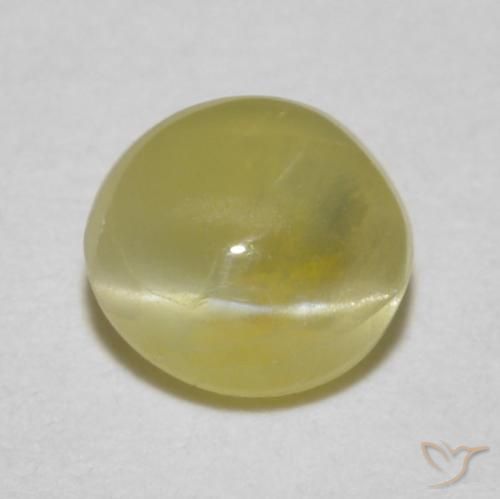 0.52ct طبيعي أصفر فاتح عين القط كريزوبيريل, بيضوي, نصف شفاف