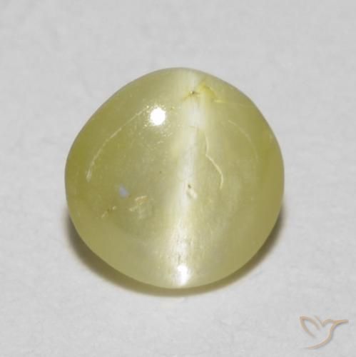 0.36ct طبيعي أصفر باهت عين القط كريزوبيريل, بيضوي, نصف شفاف