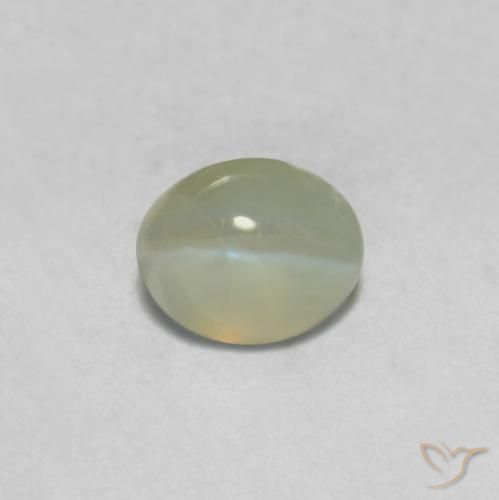 0.36ct طبيعي أخضر متوسط عين القط كريزوبيريل, بيضوي, نصف شفاف