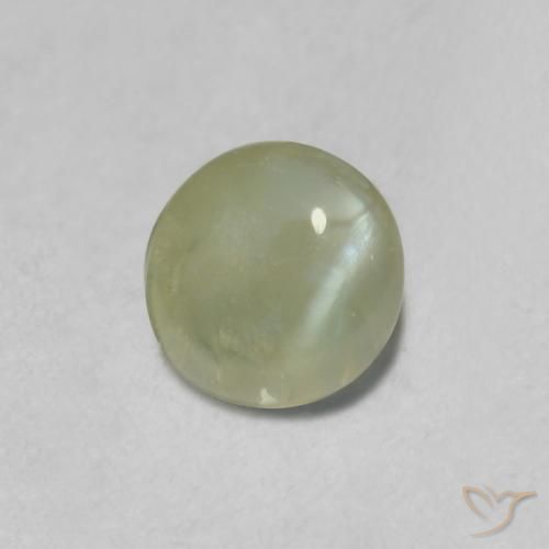 0.52ct طبيعي أخضر رمادى عين القط كريزوبيريل, بيضوي, نصف شفاف