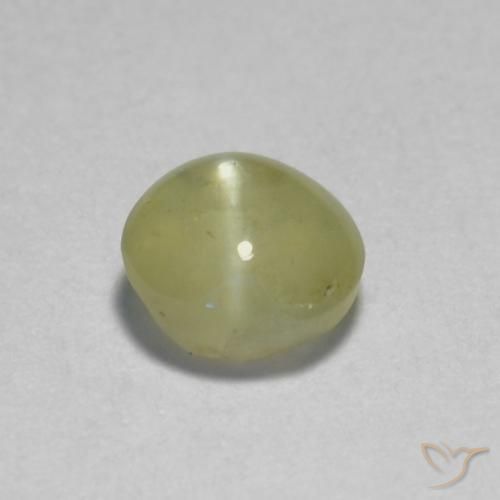 0.46ct طبيعي أصفر كريمى باهت عين القط كريزوبيريل, بيضوي, نصف شفاف