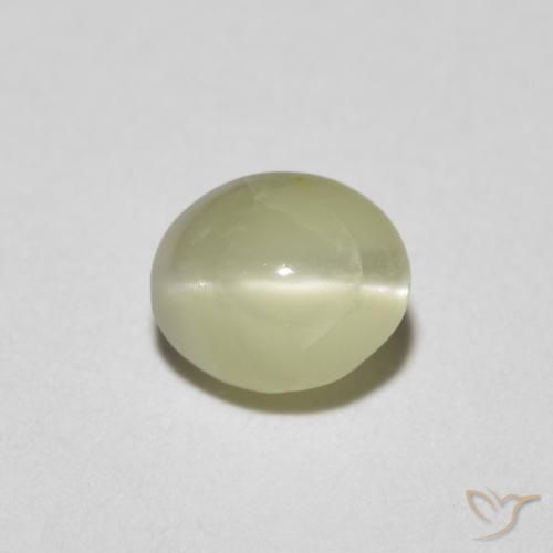 0.81ct طبيعي أصفر مخضر فاتح عين القط كريزوبيريل, بيضوي, نصف شفاف