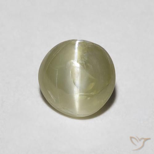 0.62ct طبيعي أخضر مصفر عين القط كريزوبيريل, دائري, نصف شفاف