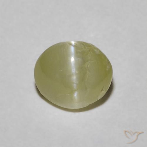 0.60ct طبيعي أخضر مصفر عين القط كريزوبيريل, بيضوي, نصف شفاف