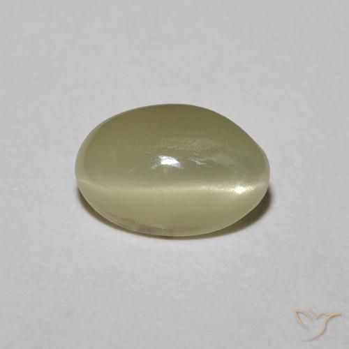 0.82ct طبيعي أصفر كريمى باهت عين القط كريزوبيريل, بيضوي, غير شفاف
