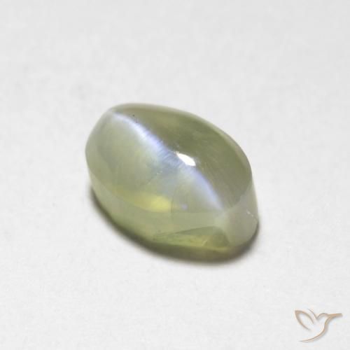 0.87ct طبيعي أصفر فاتح عين القط كريزوبيريل, بيضوي, نصف شفاف