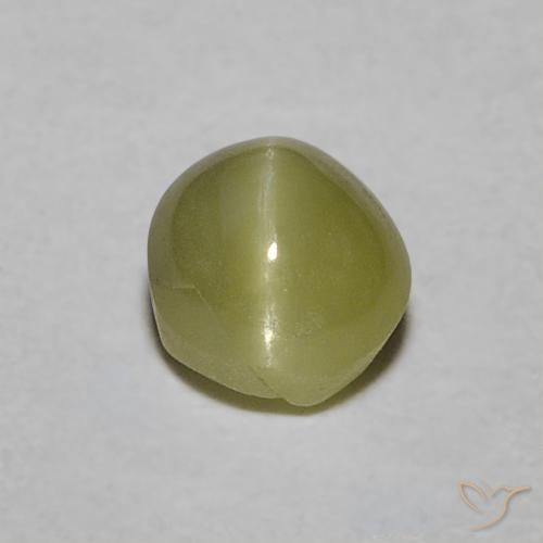 0.52ct طبيعي أخضر مصفر عين القط كريزوبيريل, بيضوي, نصف شفاف
