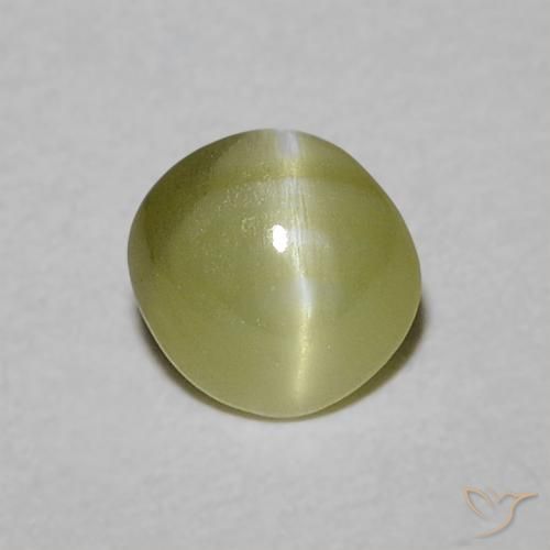0.47ct طبيعي أخضر مصفر عين القط كريزوبيريل, بيضوي, نصف شفاف